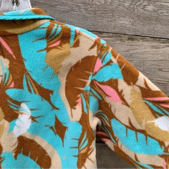Patagonia Lightweight Synchilla Womens M Snap T Pullover Fleece Feather Print - Picture 11 of 16